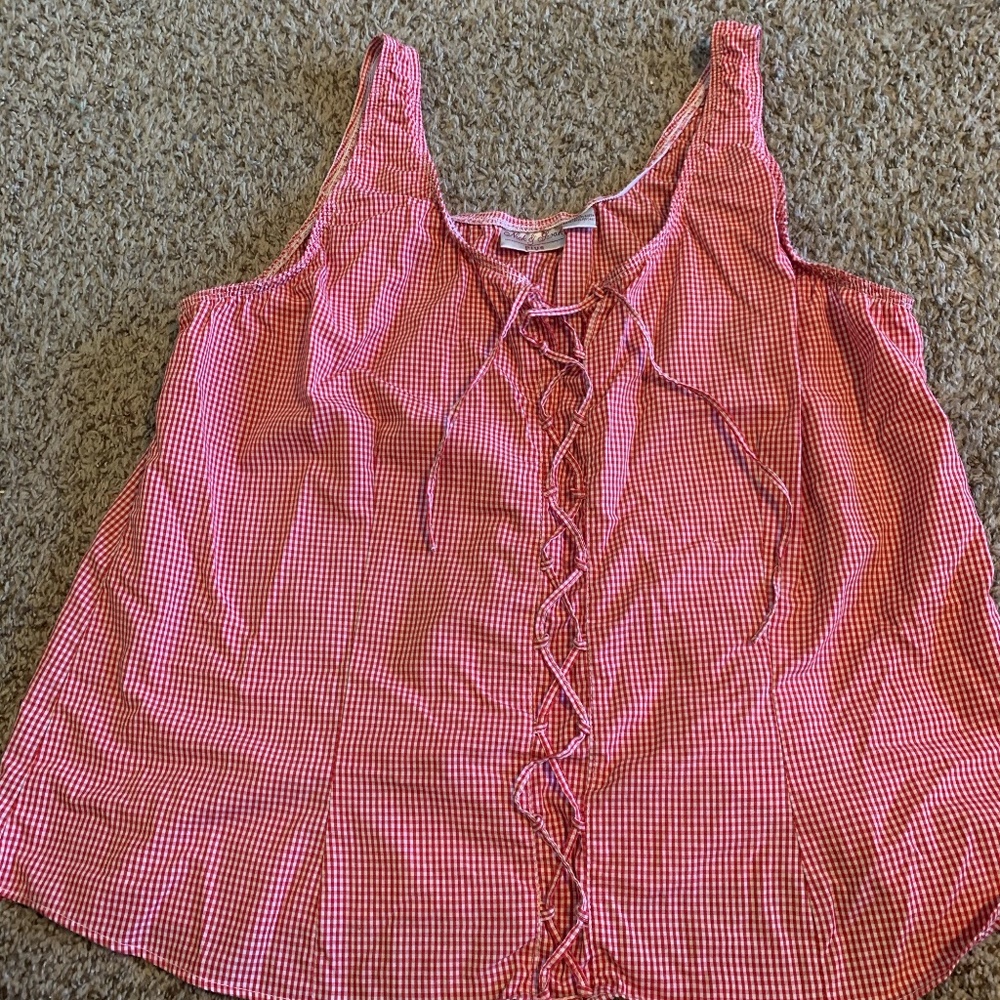 VINTAGE CORSET STYLE 4TH OF JULY RED TANK TOP 3X